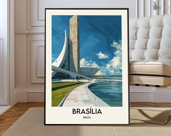 Brasilia Print Poster Wall Art Brazil Travel Decor Gift Artwork