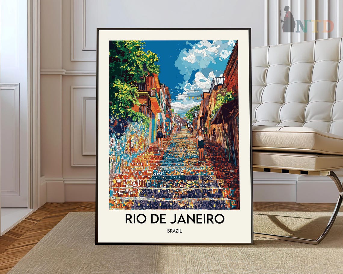 Rio de Janeiro Brazil Selaron Steps Colorful Mosaic Tile Art Poster