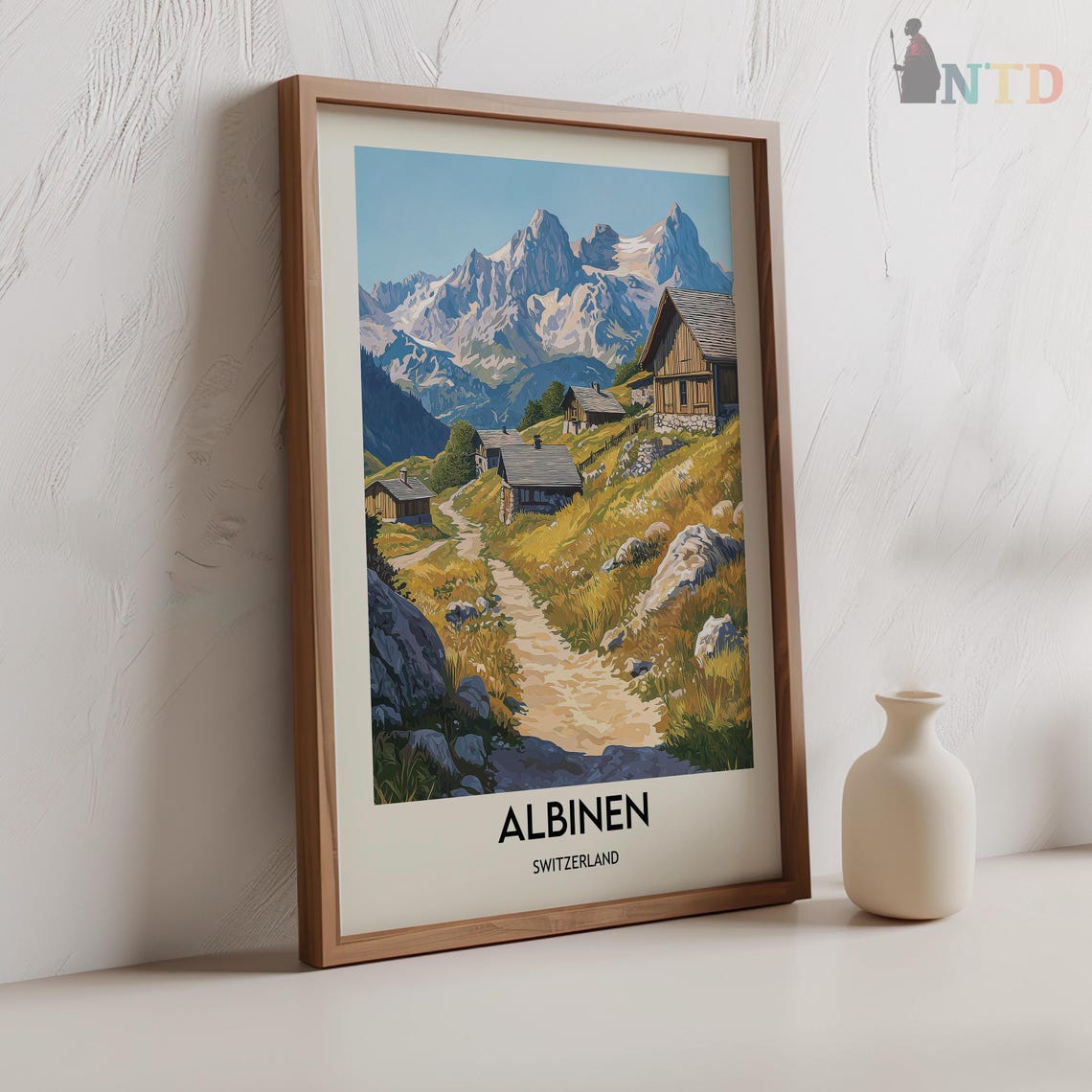 Mountain Village Path Albinen Switzerland Alpine Travel Poster - Image 3