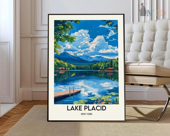 Lake Placid Poster Wall Art Print Photo Adirondack Mountains