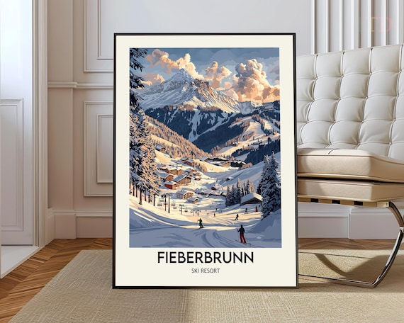 Fieberbrunn Austria Ski Resort Alpine Village Valley Art Poster