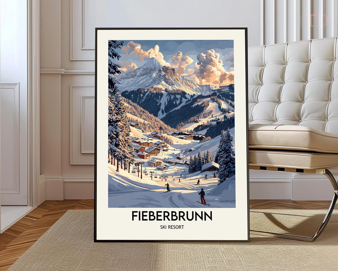 Fieberbrunn Austria Ski Resort Alpine Village Valley Art Poster