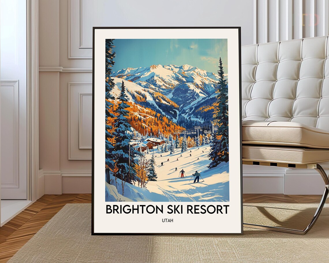 Ski Resort Utah Travel Poster, Snow Resort Art Print