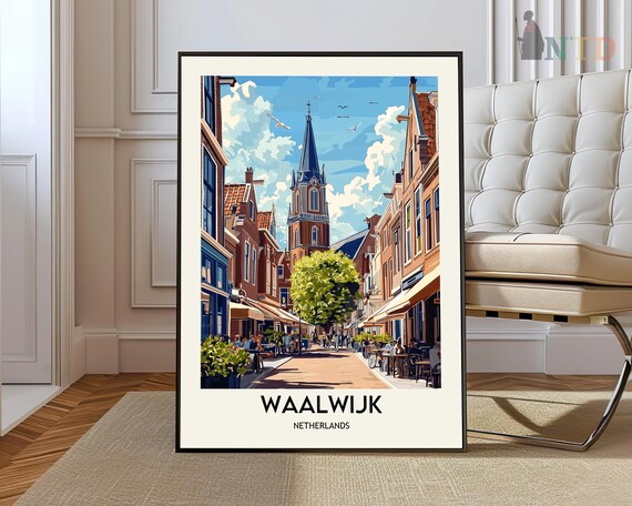 Waalwijk Netherlands Historic Street Scene Vintage Travel Poster