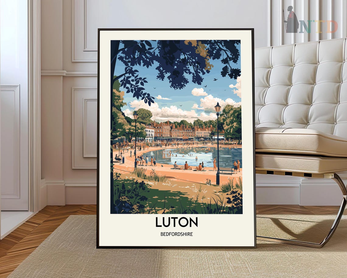 Luton Bedfordshire Lido Park Summer Day Out Travel Art Poster