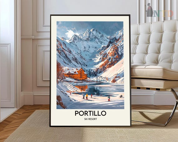 Portillo Ski Resort Poster Wall Art Print Photo Laguna Del Inca