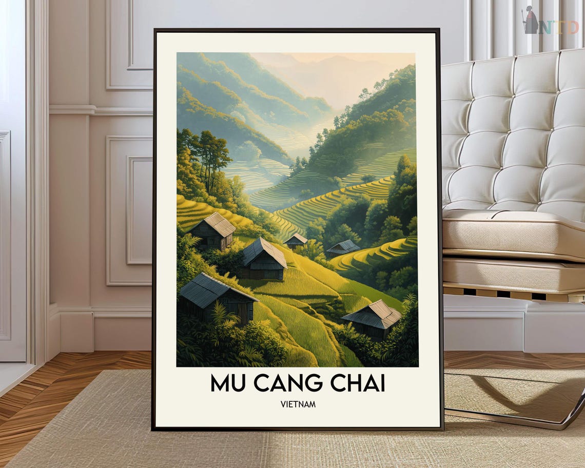 Mu Cang Chai Vietnam Terraced Rice Fields Valley Travel Art Poster