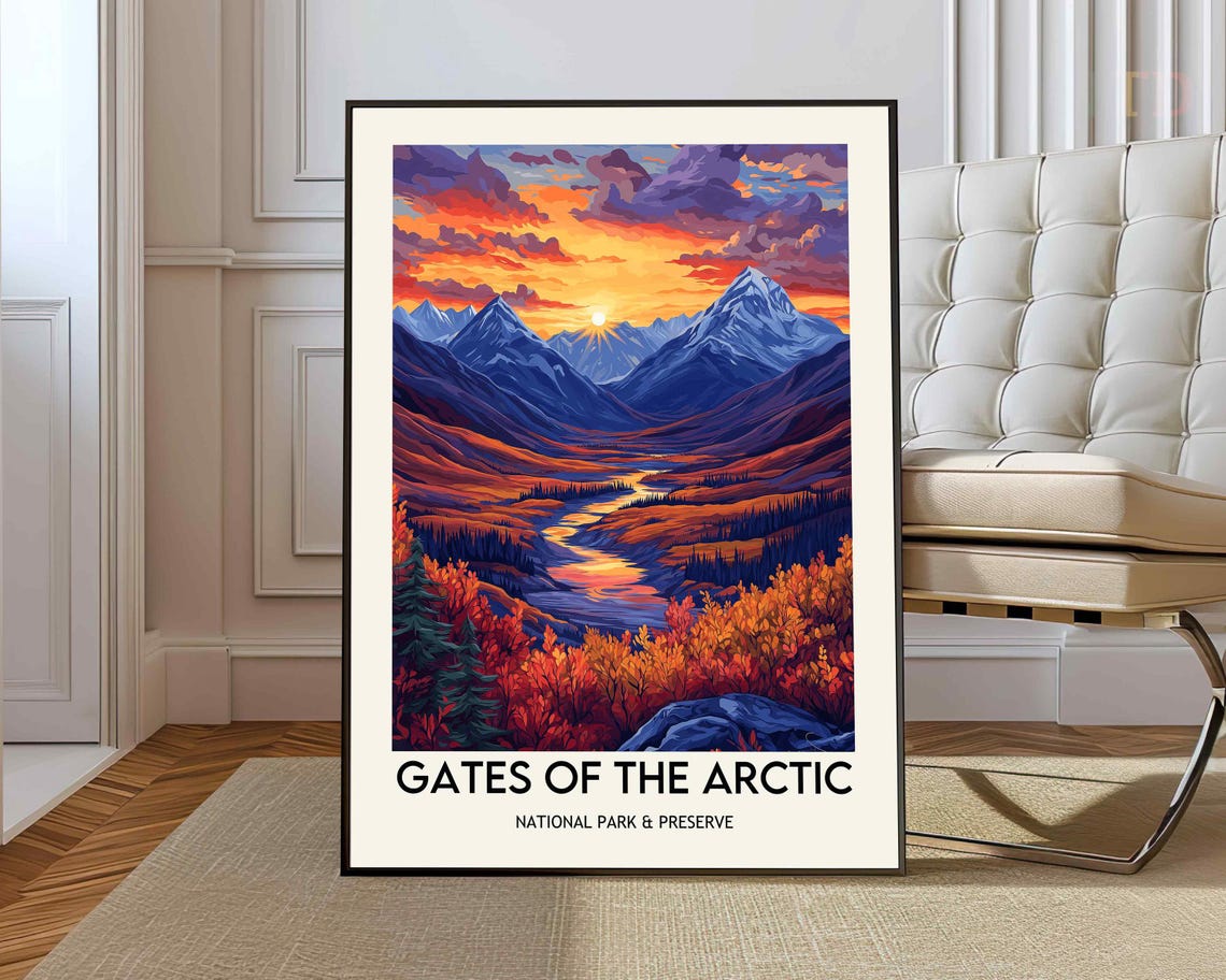 Gates Of The Arctic River Valley Sunset Foliage Alaska Poster