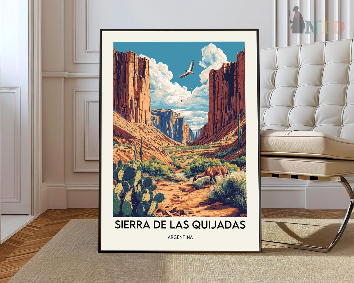 Sierra de las Quijadas Argentina Red Canyon Desert Travel Poster