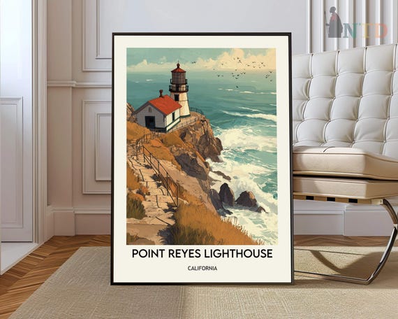 Point Reyes Lighthouse Poster Wall Art Print Photo Cliff
