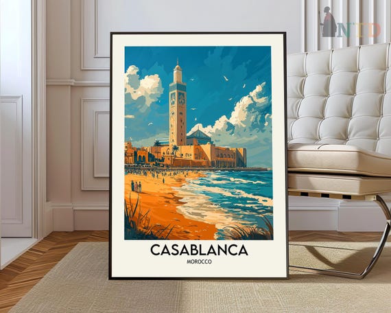 Casablanca Travel Poster Wall Art Print Photo Decor Morocco