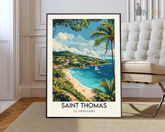 Saint Thomas Caribbean Travel Poster, Wall Art Print