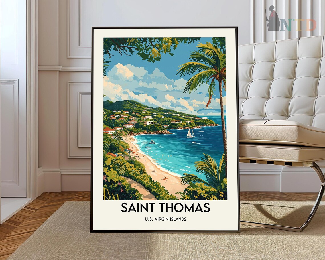Saint Thomas Caribbean Travel Poster, Wall Art Print