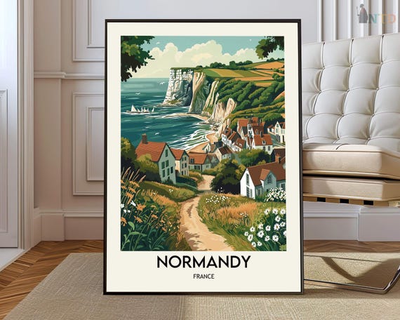 Normandy Poster Wall Art Print Photo Map Travel Mont Saintmichel French Coast