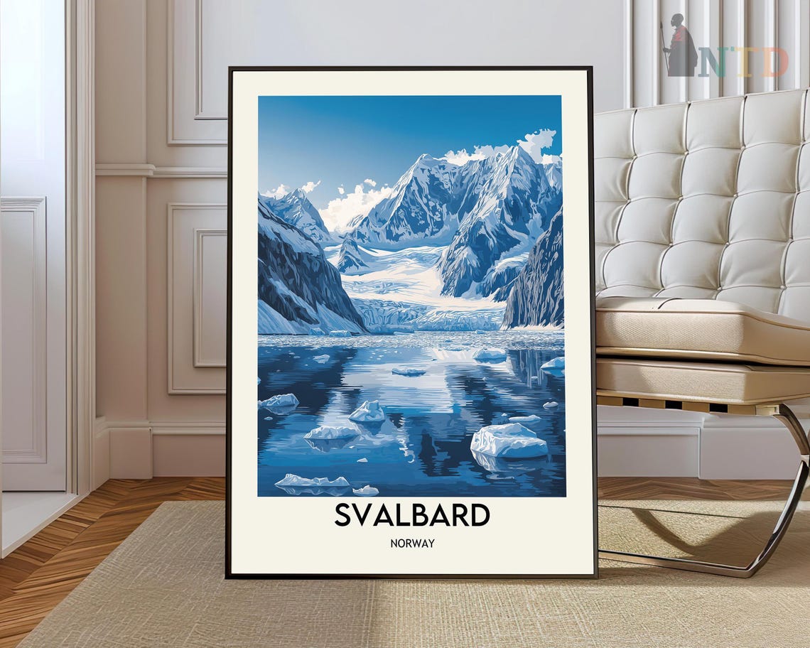 Svalbard Norway Glacier Fjord Arctic Landscape Travel Poster