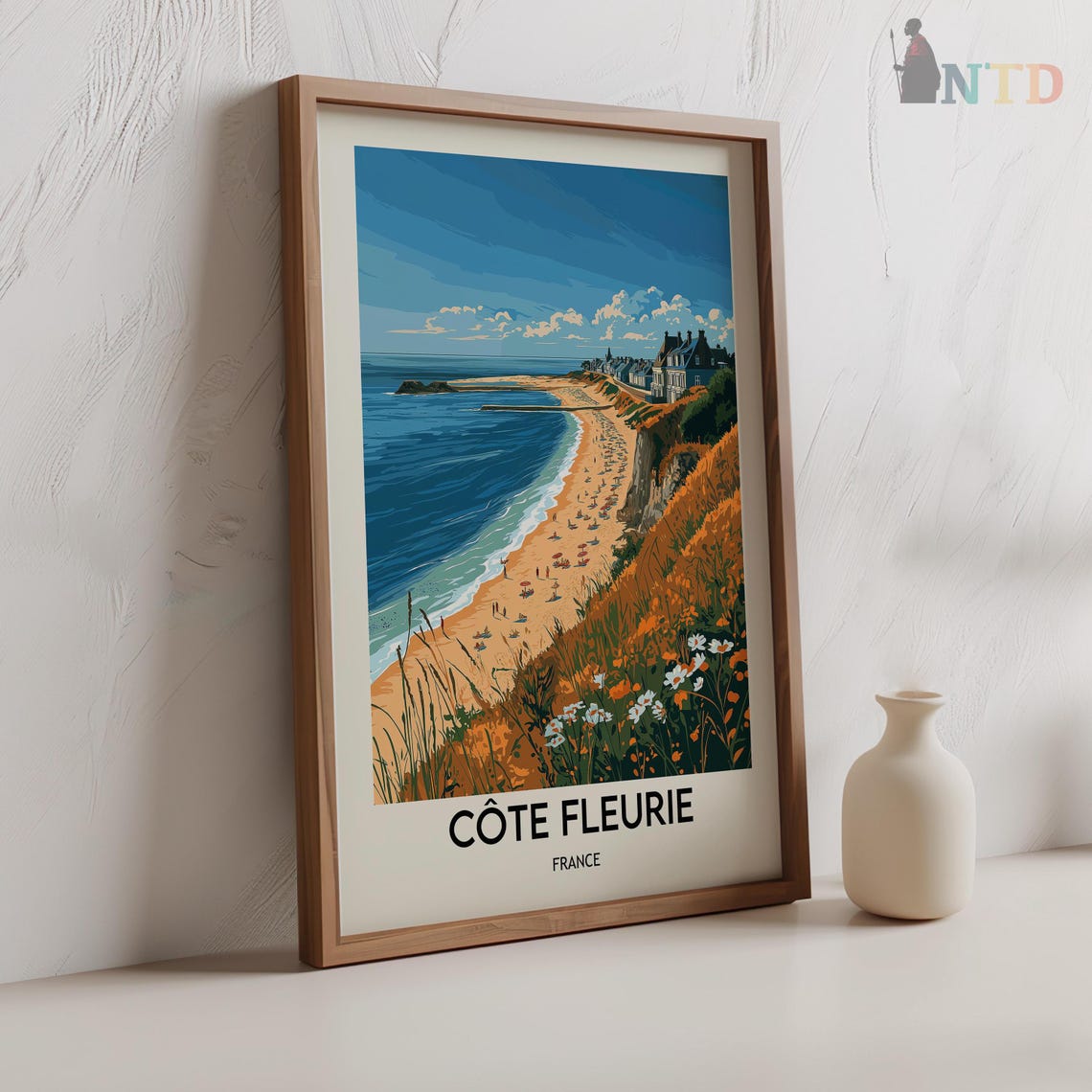 Cote Fleurie France Normandy Cliffs Beach Wildflowers Poster - Image 2