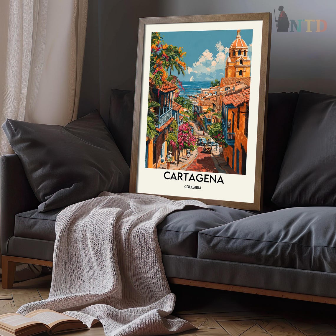 Cartagena Colombia Old Town Colonial Street Balconies Poster - Image 3