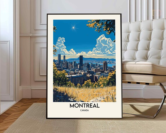 Montreal Canada Skyline Mount Royal Park Viewpoint Travel Poster