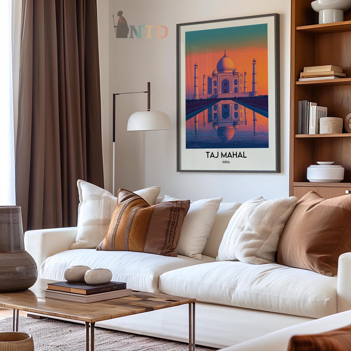 Taj Mahal India Pastel Sunset Sky Mirrored Reflecting Pool Poster - Image 2