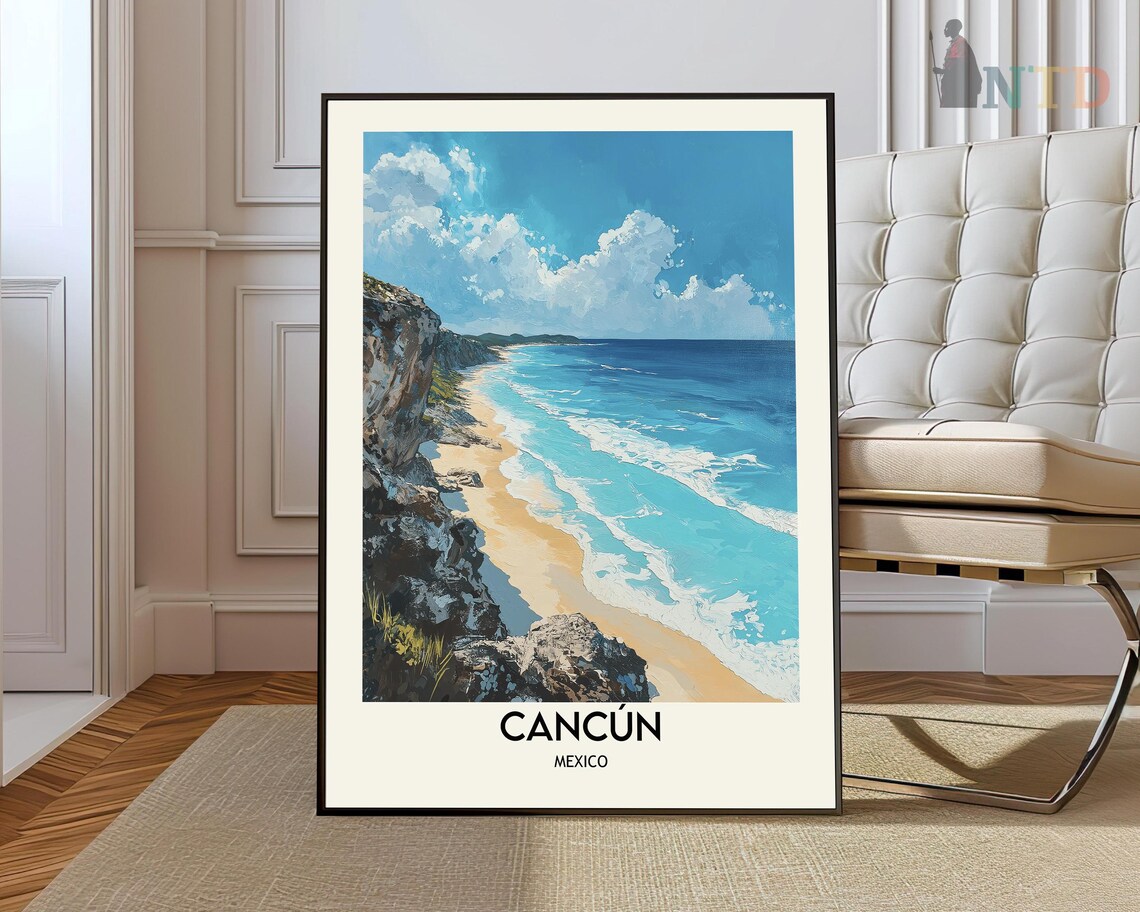Cancun Travel Poster, Mexico Coast Art Print