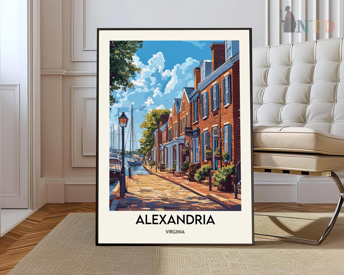 Alexandria Virginia Cobblestone Waterfront Street And Marina Poster