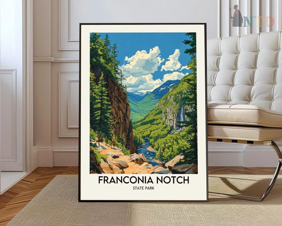 Franconia Notch Poster Franconia Notch Print Franconia Notch Wall Art White Mountains Poster Franconia Notch New Hampshire Flume Gorge