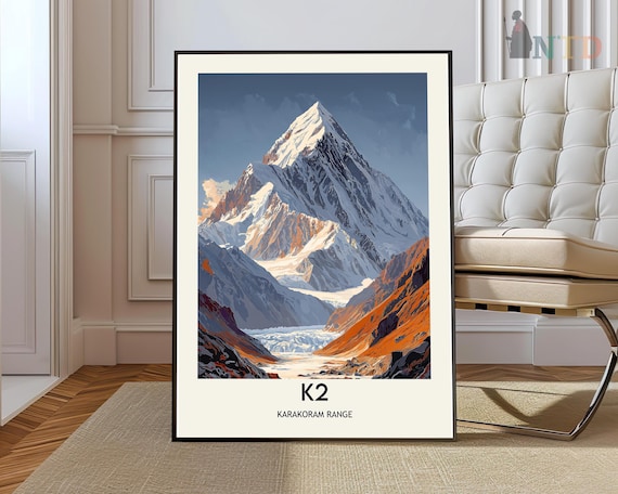 K2 Karakoram Range Snow Capped Peak Glacier Mountain Climb Poster