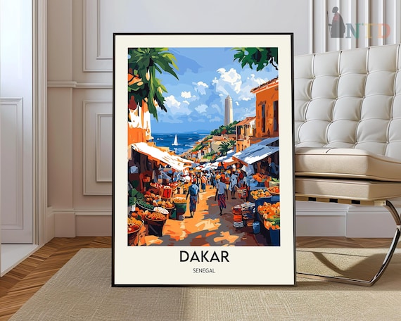 Dakar Travel Poster Wall Art Print Photo Decor Senegal Le De Gore City Map