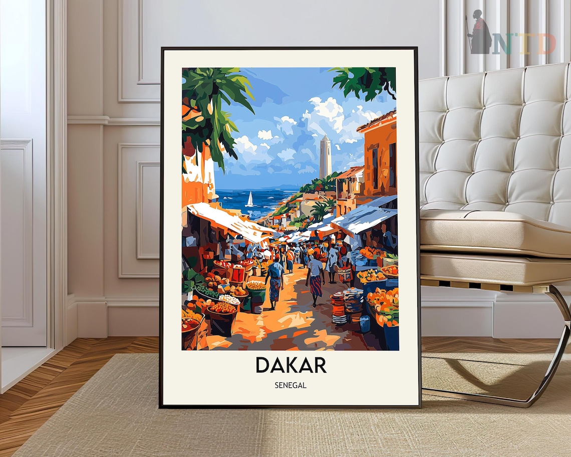 Dakar Travel Poster Wall Art Print Photo Decor Senegal Le De Gore City Map