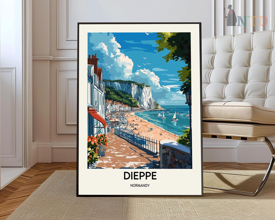 Dieppe, France Travel Poster, Normandy Coast Art