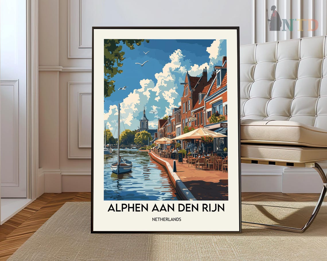 Alphen Aan Den Rijn Canal Cafe Terrace Summer Dutch Scene Poster
