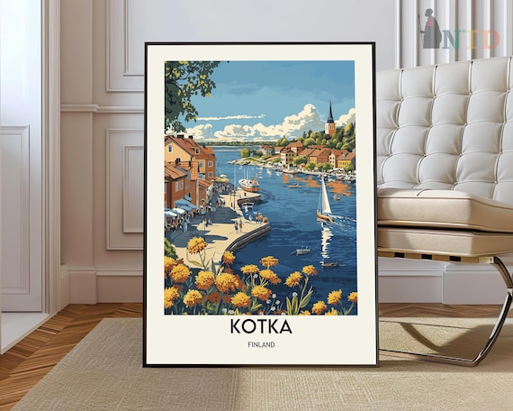 Kotka Finland Harbor Waterfront Summer Boating Travel Poster