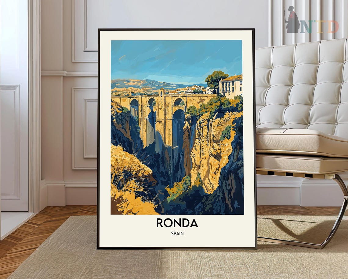 Ronda Spain Puente Nuevo Bridge Gorge Old Town Travel Poster