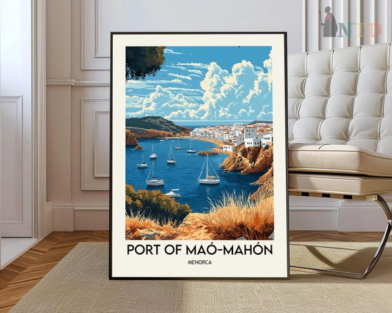 Port Mahon Travel Poster, Menorca Spain
