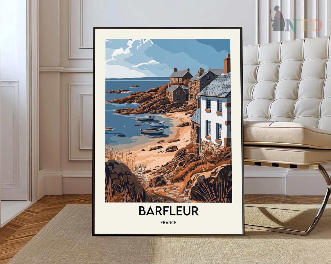 Barfleur France Normandy Fishing Village Vintage Travel Poster