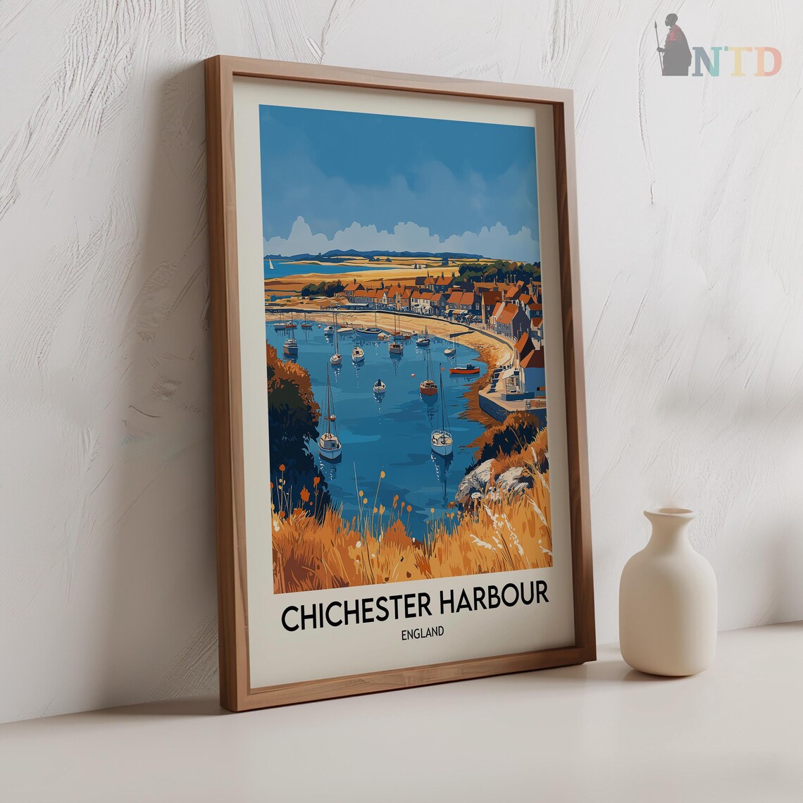 Chichester Harbour Sailboats Coastal Town Vintage Travel Poster - Image 2