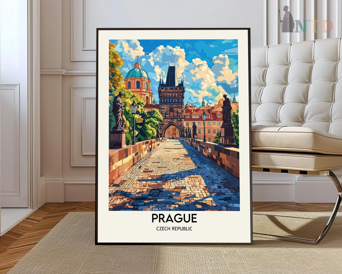 Prague Charles Bridge Czech Republic Cobblestone Street Poster
