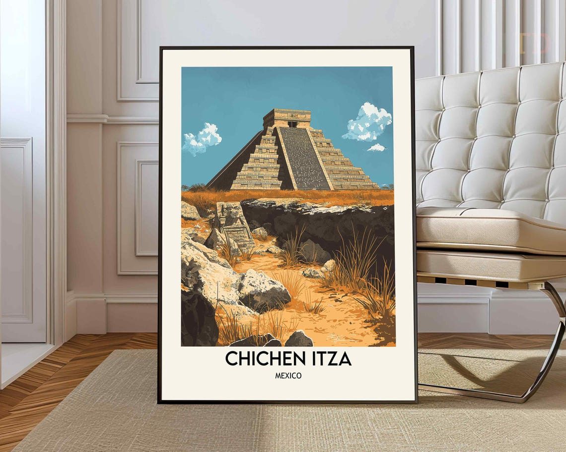 Chichen Itza Poster Print Mexico Yucatan Travel Artwork
