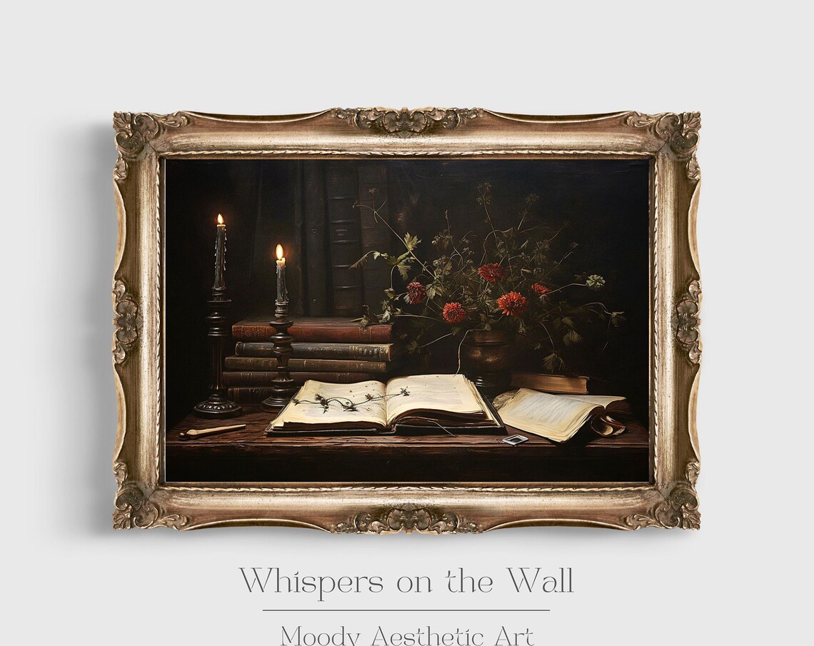 Book Still Life Dark Academia Art Print, Moody Decor