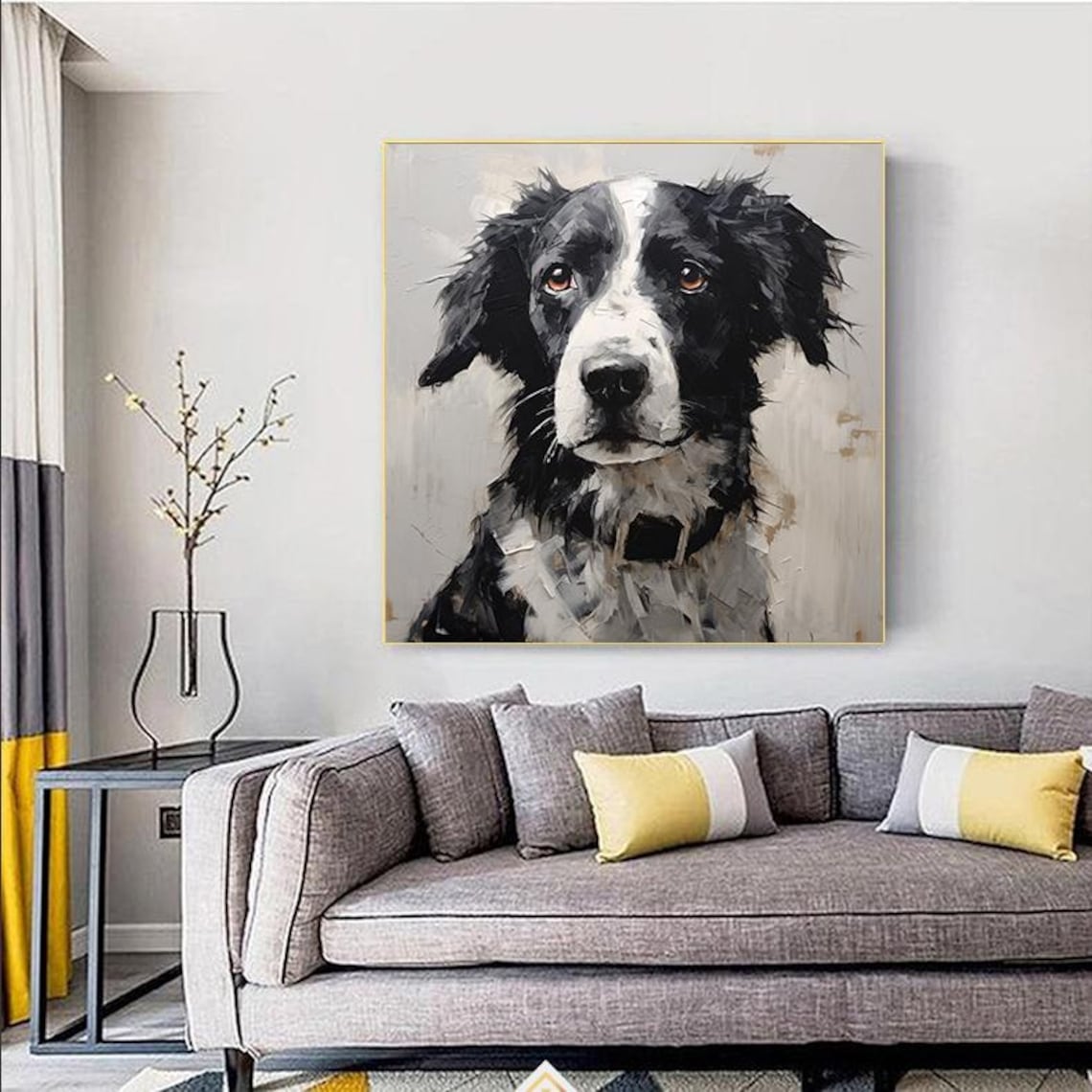 Black White Dog Portrait Soulful Eyes Canine Companion Art Poster - Image 3