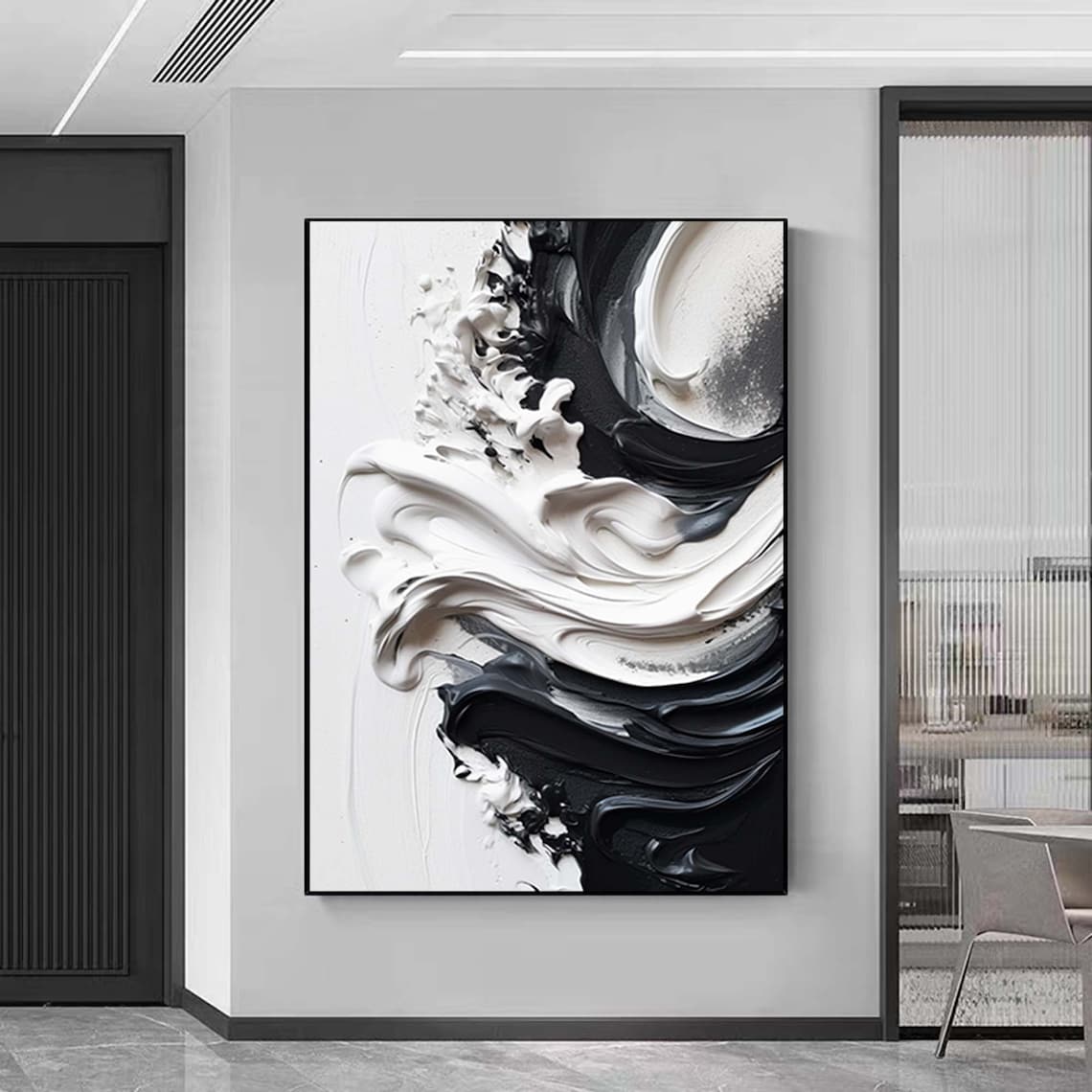 Black White Minimalist Abstract Art Print, Office Decor - Image 5