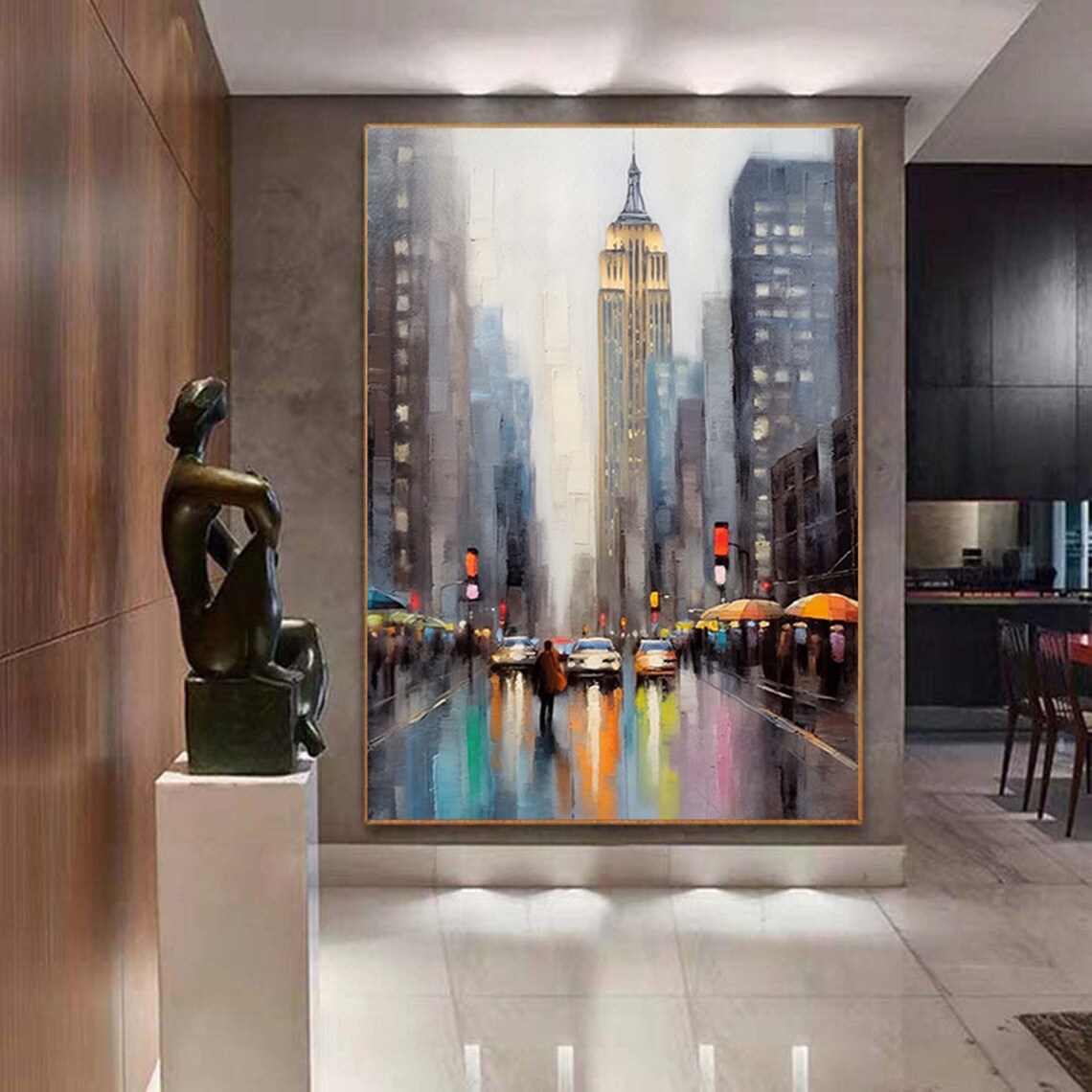 Abstract Cityscape Oil Painting Art Print, Urban View - Image 6