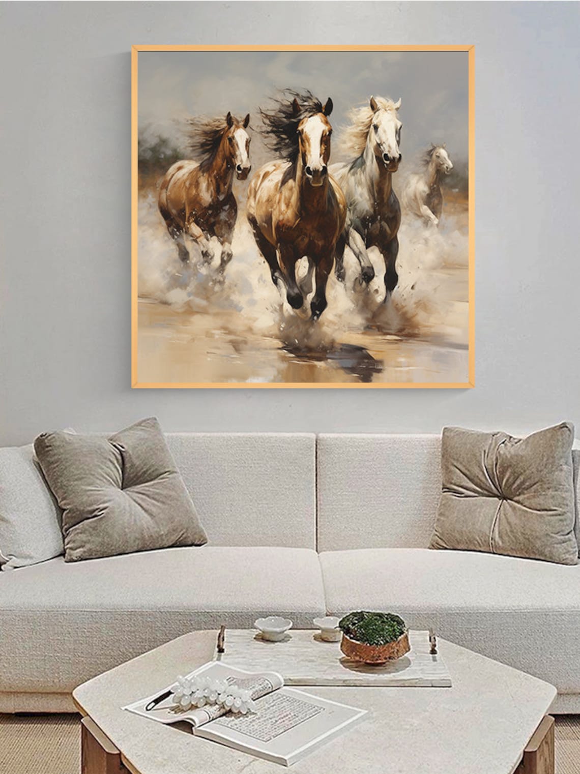 Horse Abstract Oil Painting, Living Room Art Print - Image 4