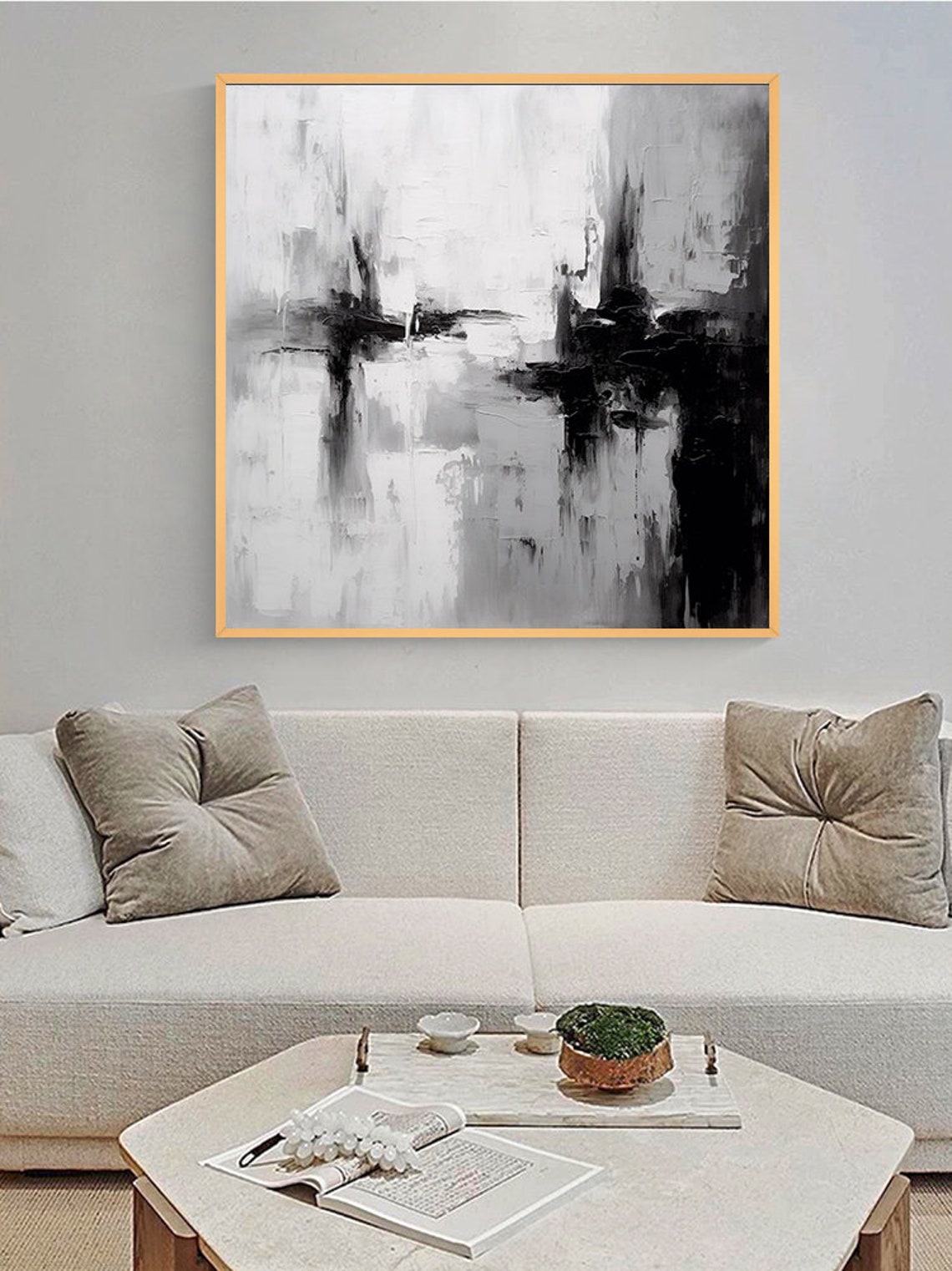 Black White Dramatic Brushstroke Square Monochrome Bold Art Poster - Image 5