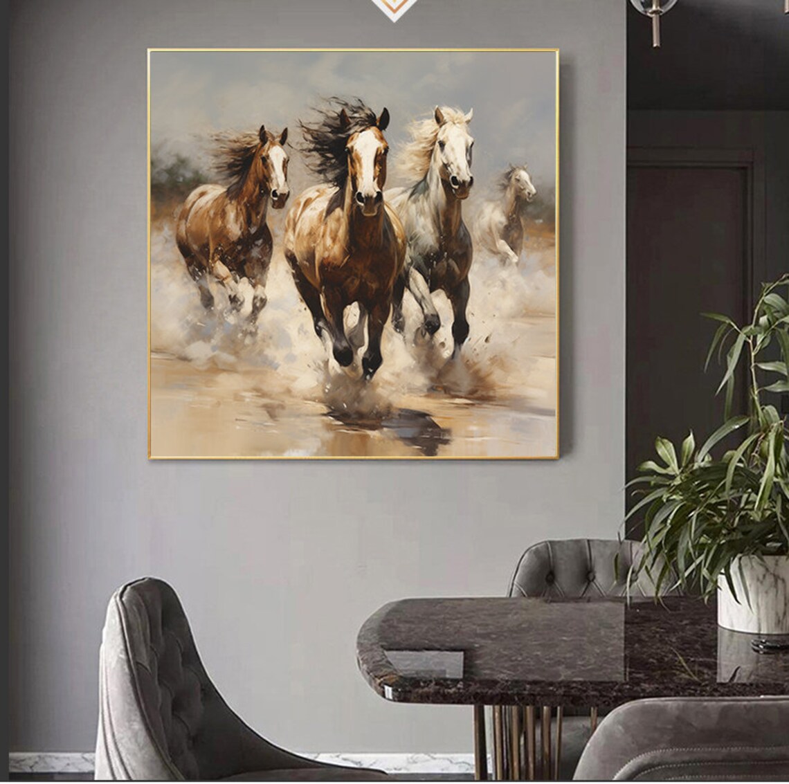 Horse Abstract Oil Painting, Living Room Art Print - Image 6