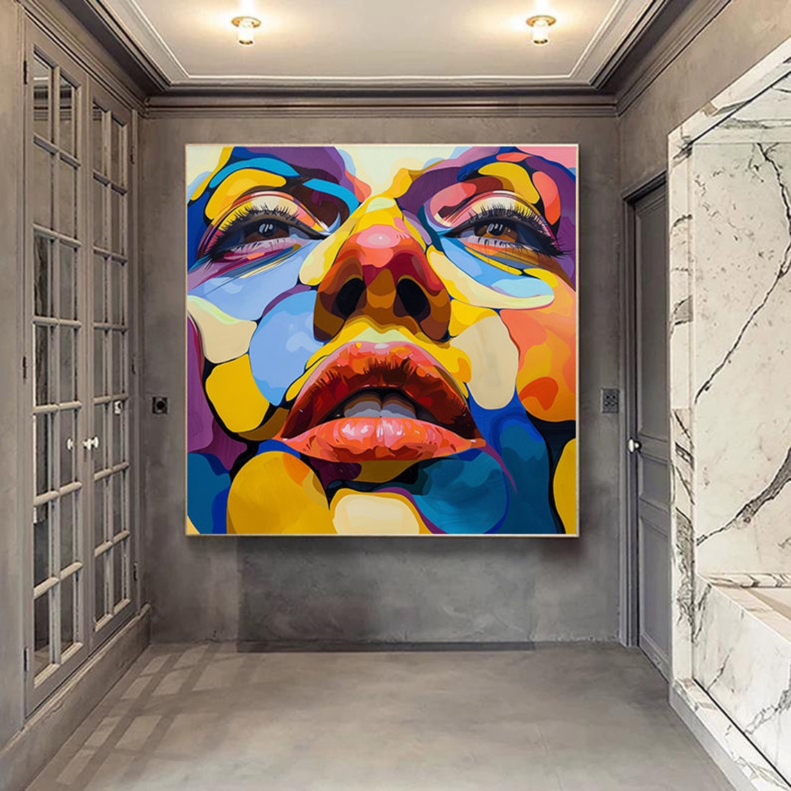 Vibrant Graffiti Style Abstract Woman Face Pop Art Color Poster - Image 3