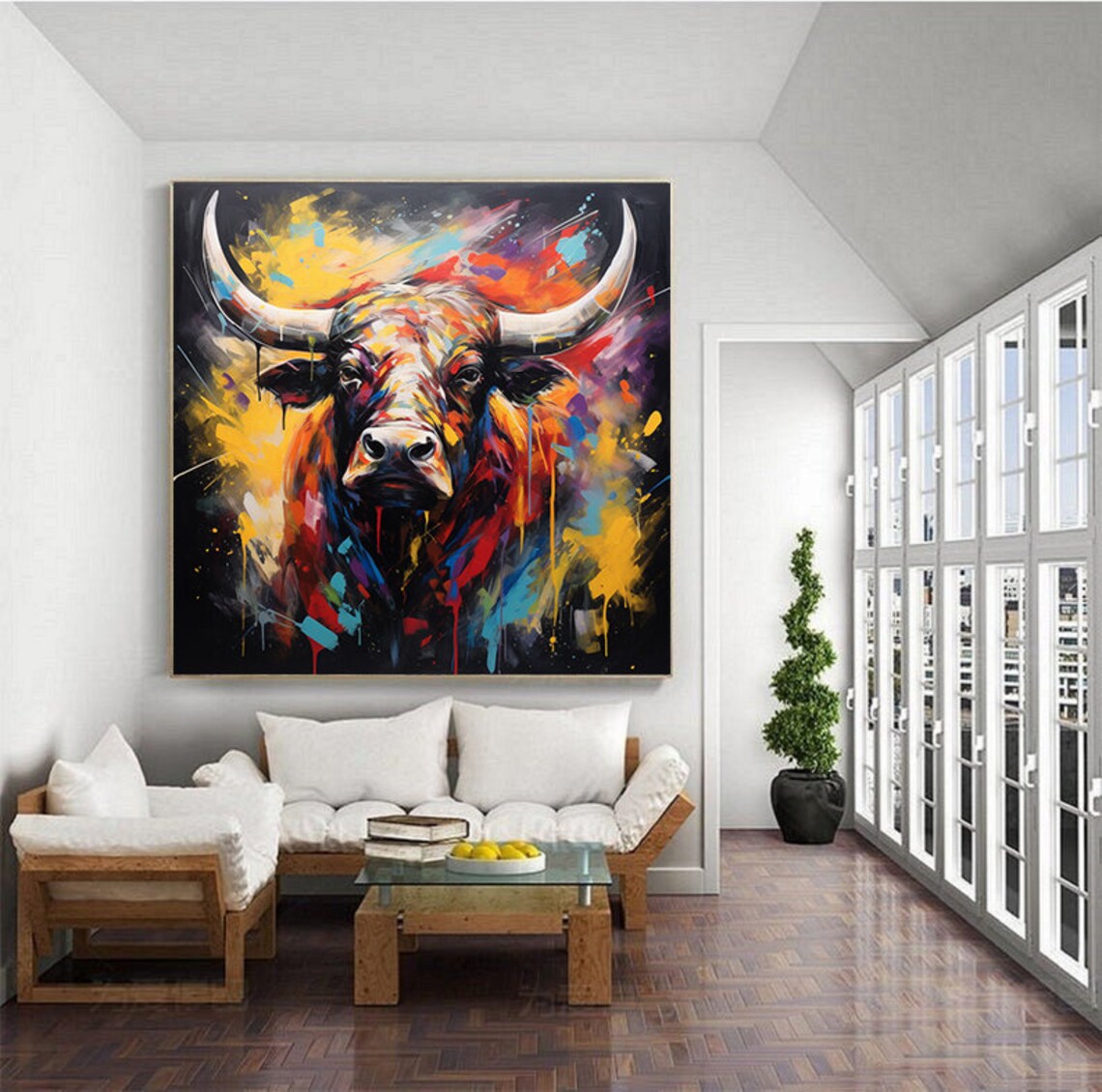 Bull Abstract Art Print, Abstract Modern Animal - Image 6