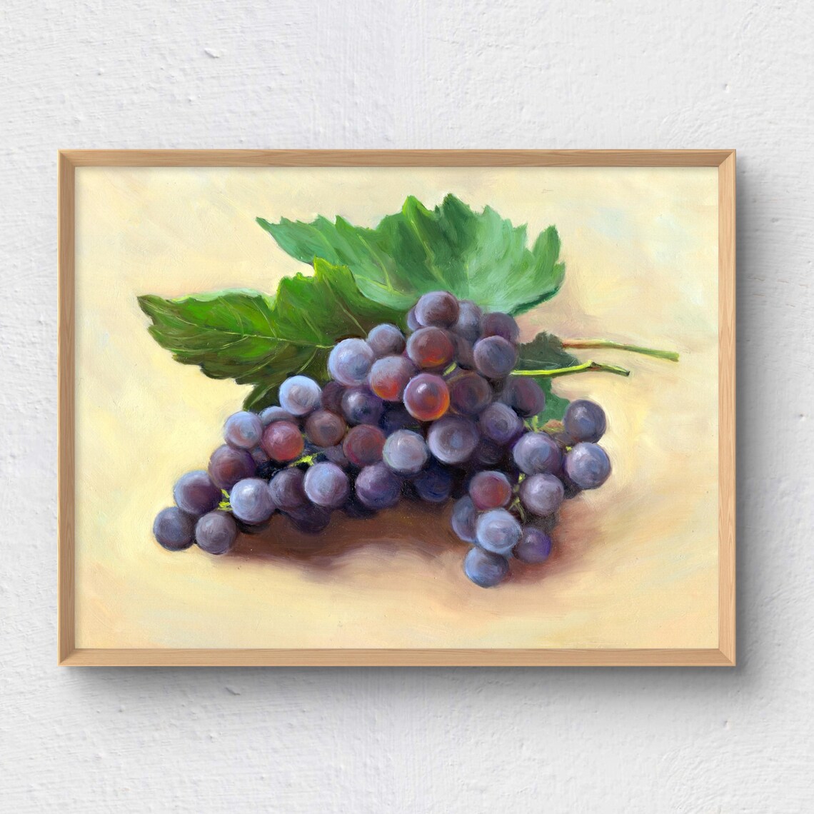Ripe Purple Grapes Still Life Oil Painting Kitchen Art Poster