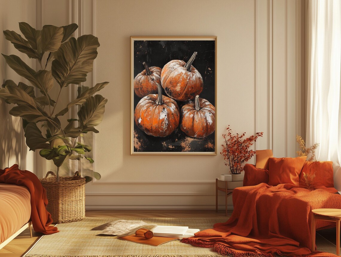 Fall Decor Print Gothic Botanical Artwork Dark Pumpkin Print Moody Fall Wall Decor - Image 2
