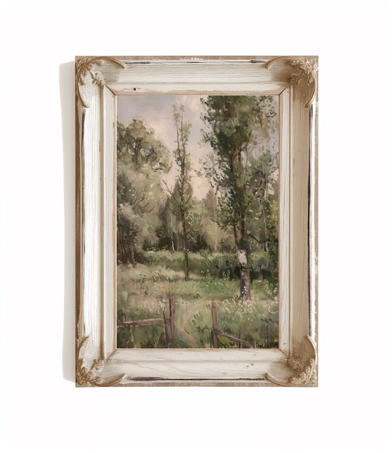 Vintage French Countryside Landscape Art Nature Farmhouse Painting Avas Archive